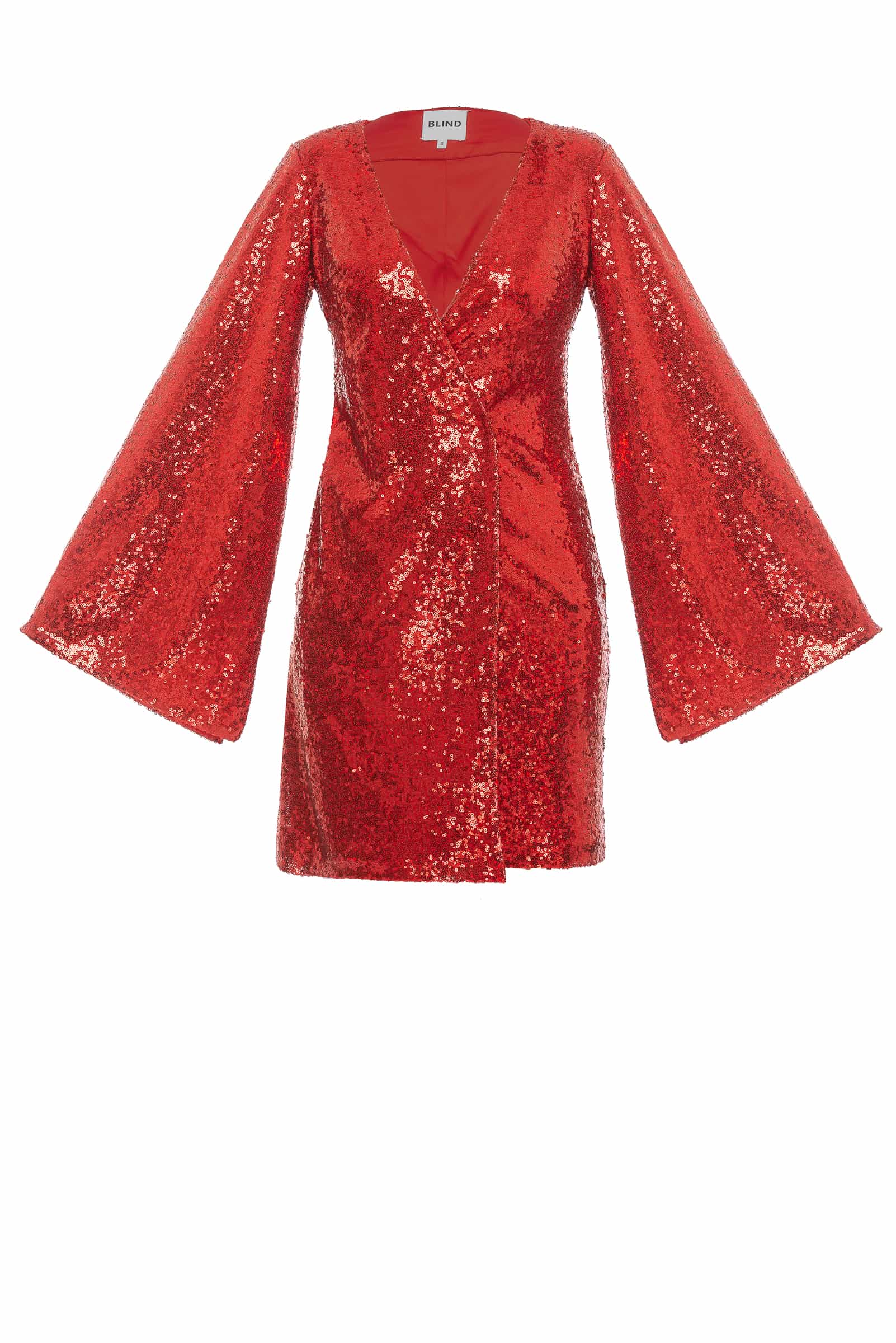 Red sequin wrap dress